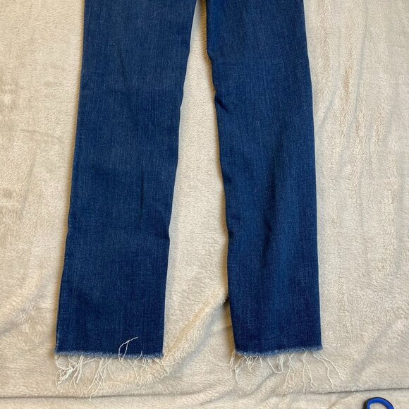 Levis Womens Jeans Size 25 25x28 724 High Rise Straight Raw Hem Stretch Denim Bl - Picture 15 of 15